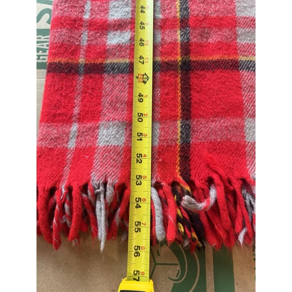 Faribo Plaid Sofa Throw Blanket w/ Fringe, Red Gray Black Yellow